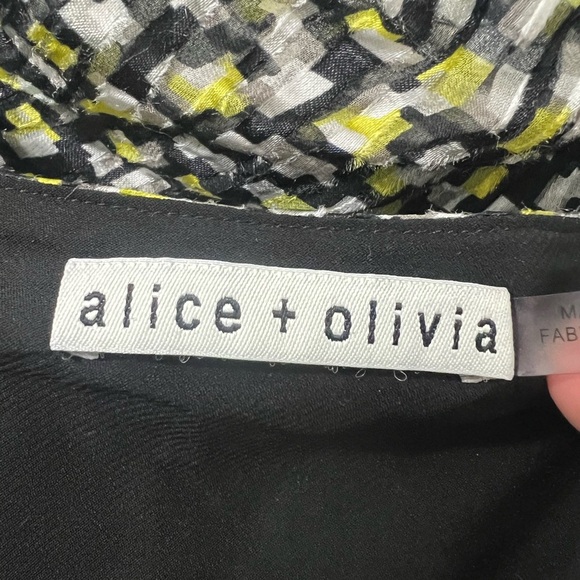 Alice + Olivia Small Harmon Silk Yellow/Black Cowl Neck Fairy Grunge Slip Tank - Picture 7 of 14